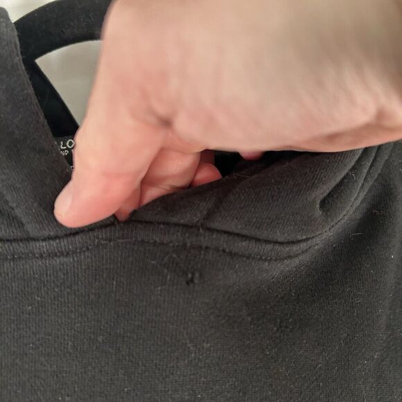 Hello Kitty X Forever 21 Hoodie Women's Large Black Cat Ears Bow Pullover - Picture 5 of 11